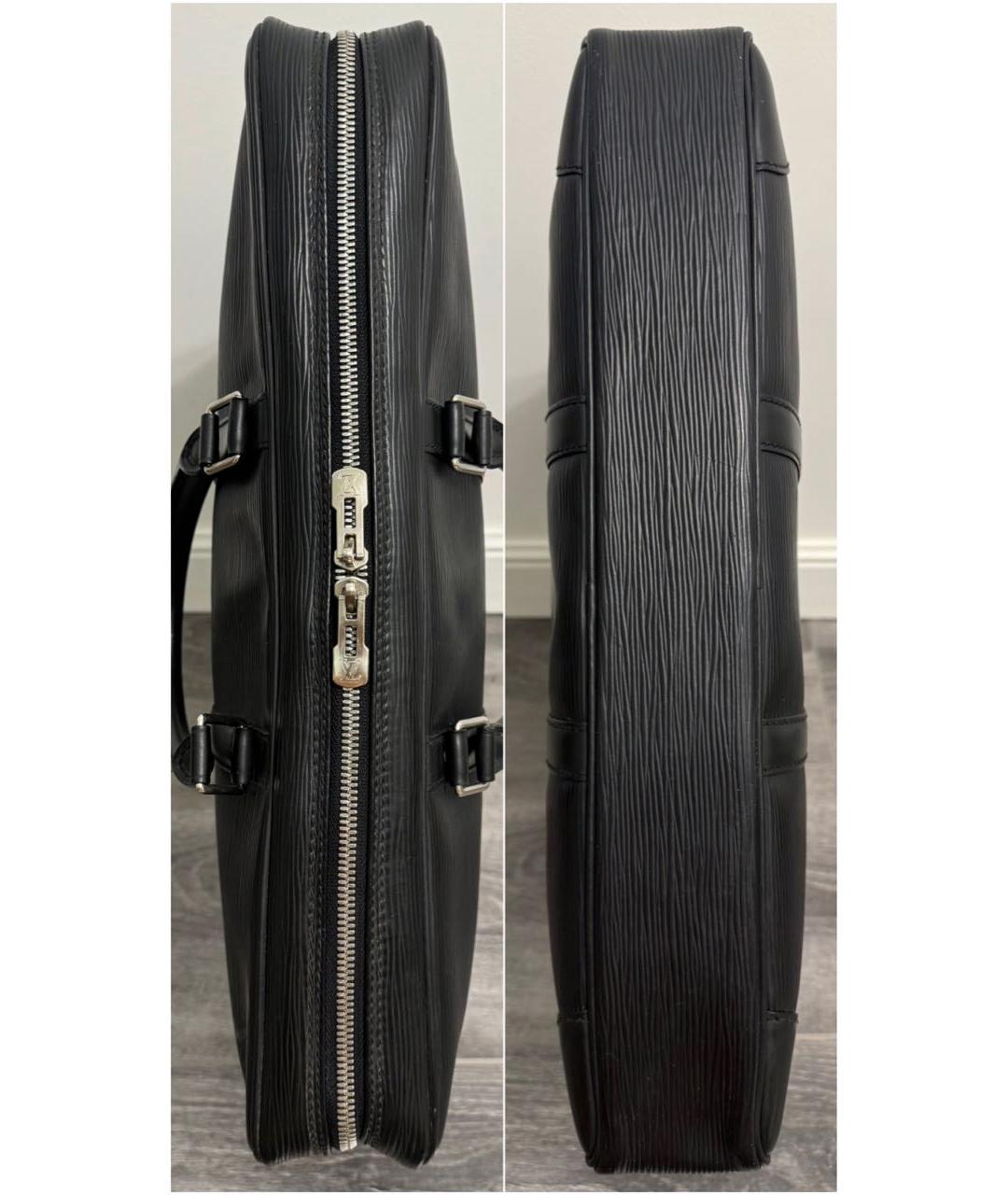 LOUIS VUITTON Черный кожаный портфель, фото 3