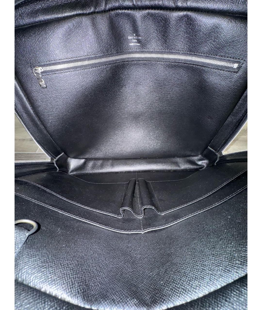 LOUIS VUITTON Черный кожаный портфель, фото 8