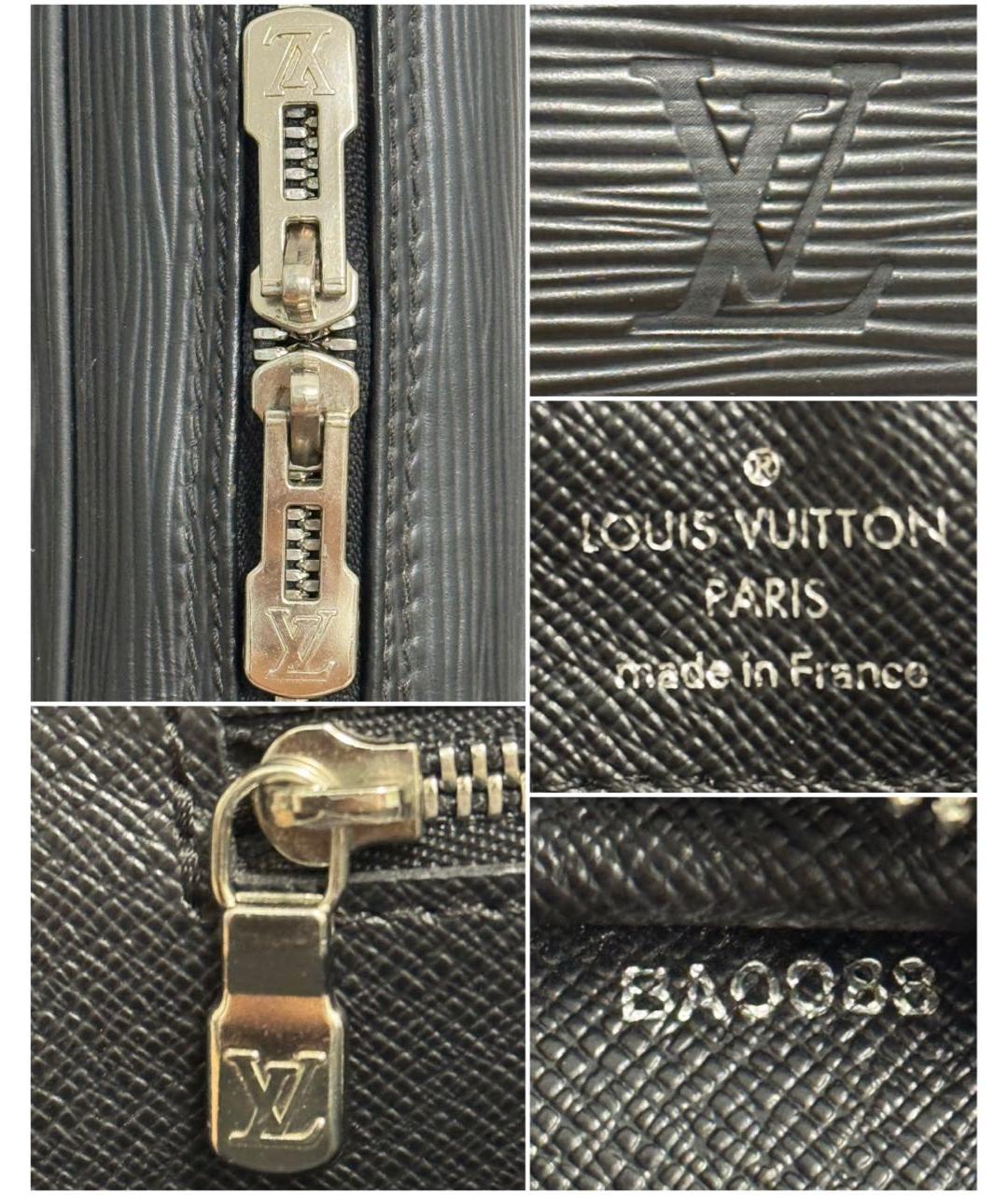 LOUIS VUITTON Черный кожаный портфель, фото 7