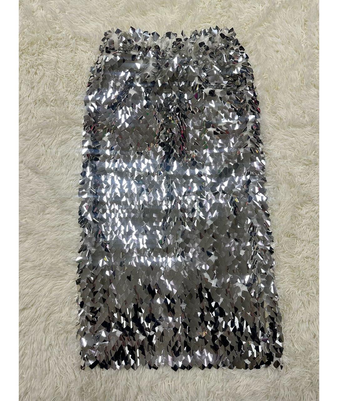 12 STOREEZ Серебряная юбка миди, фото 6