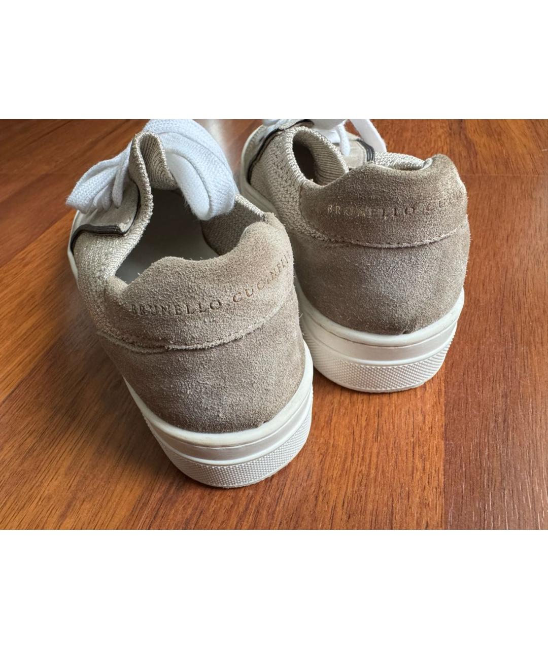 BRUNELLO CUCINELLI Бежевые замшевые кеды, фото 4