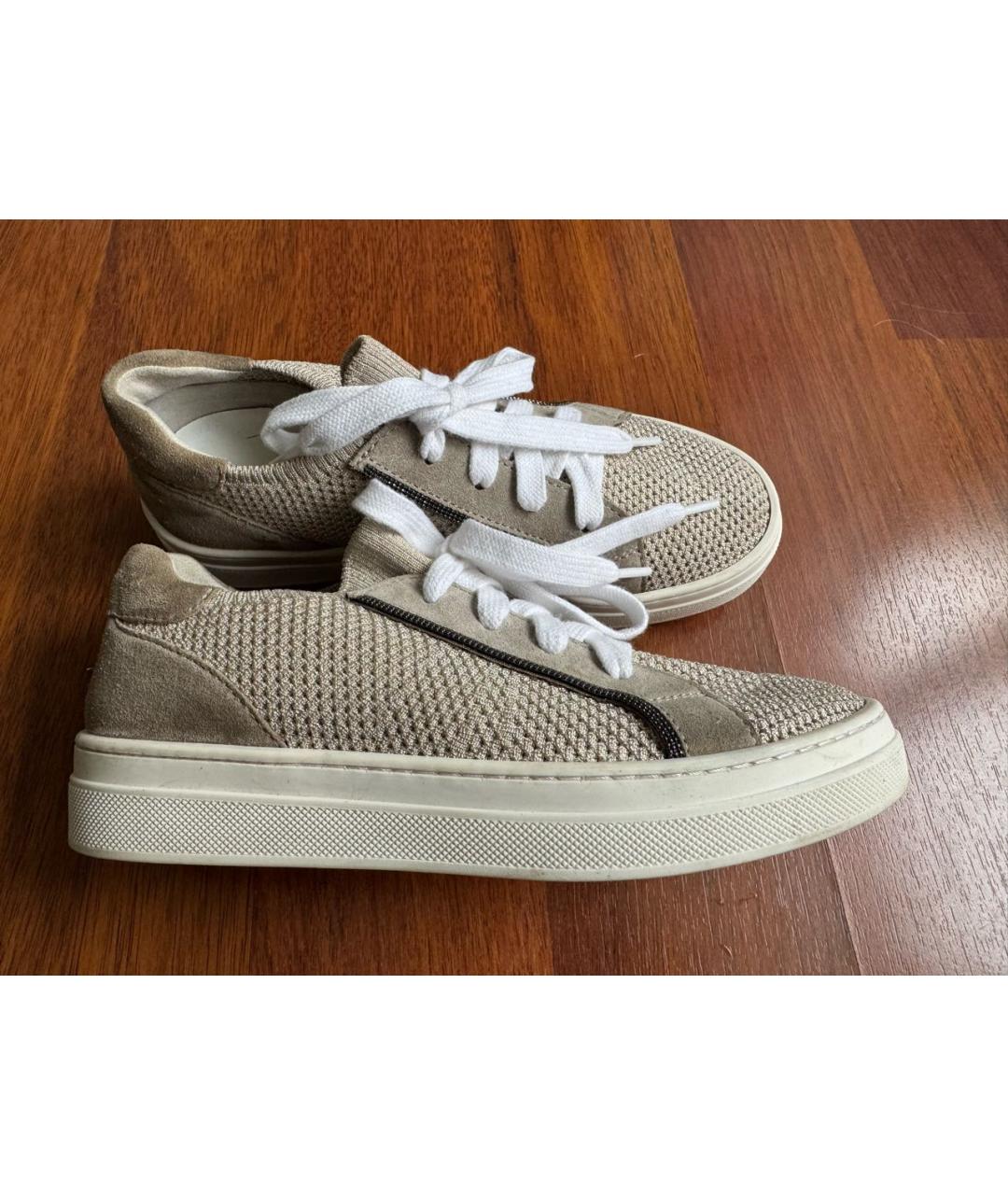 BRUNELLO CUCINELLI Бежевые замшевые кеды, фото 9