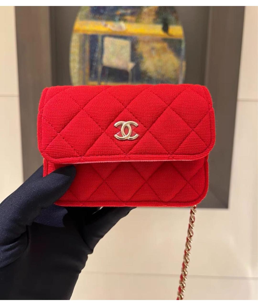 CHANEL Красная сумка через плечо, фото 4