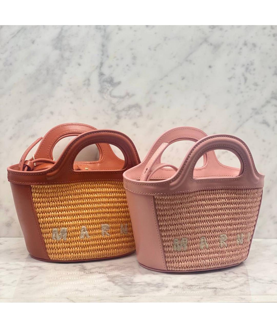 MARNI Коричневая пелетеная сумка с короткими ручками, фото 2