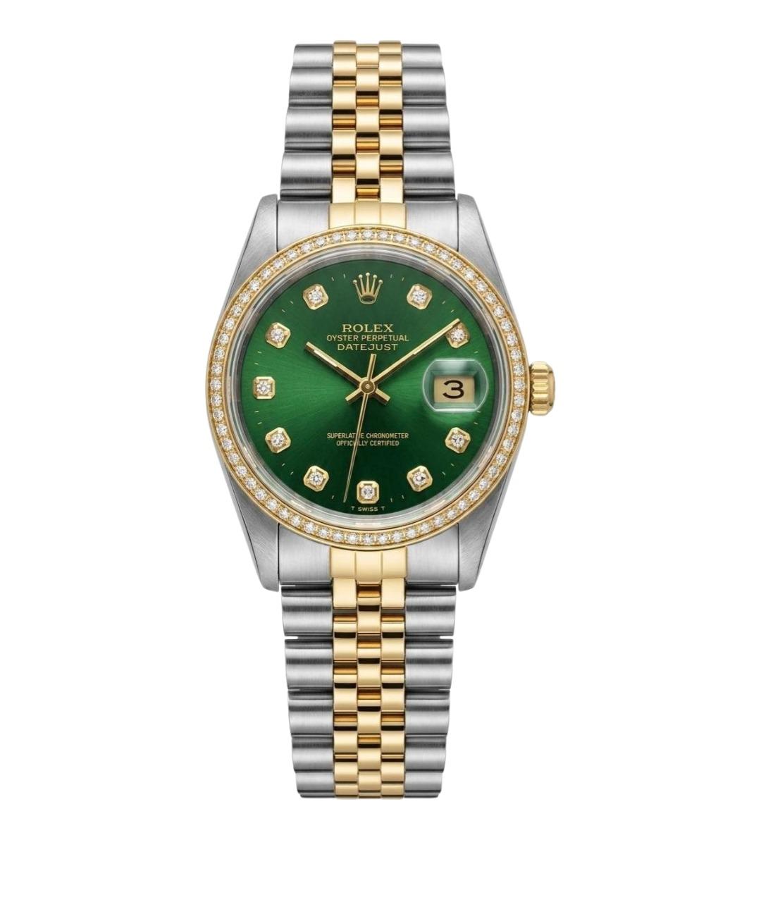 ROLEX Зеленые часы из желтого золота, фото 1