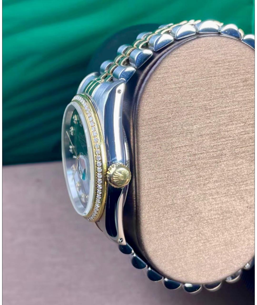 ROLEX Зеленые часы из желтого золота, фото 4