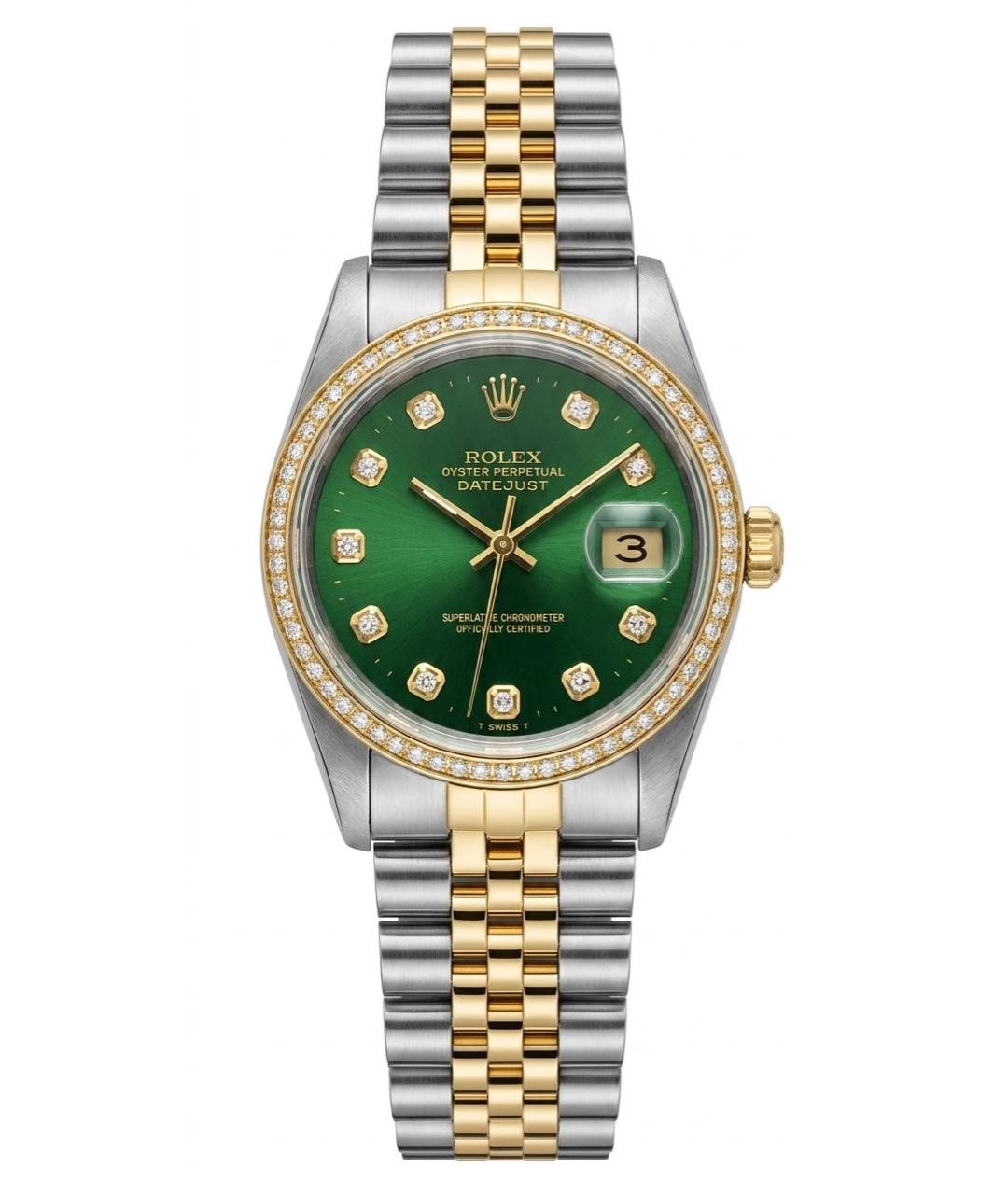 ROLEX Зеленые часы из желтого золота, фото 7