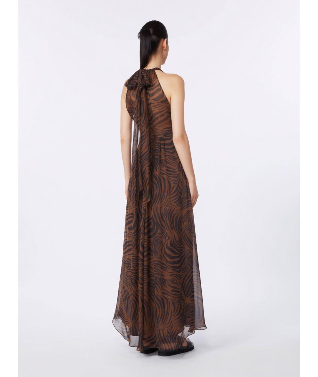 MAX MARA STUDIO Коричневое шелковое повседневное платье, фото 4