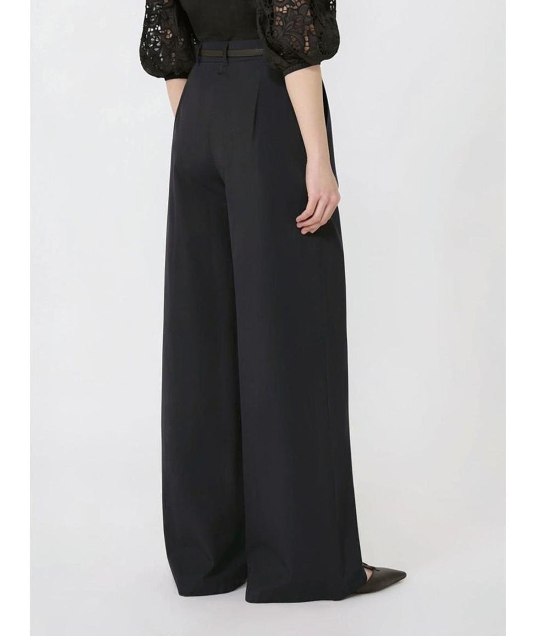 MAX MARA STUDIO Черные хлопковые прямые брюки, фото 4