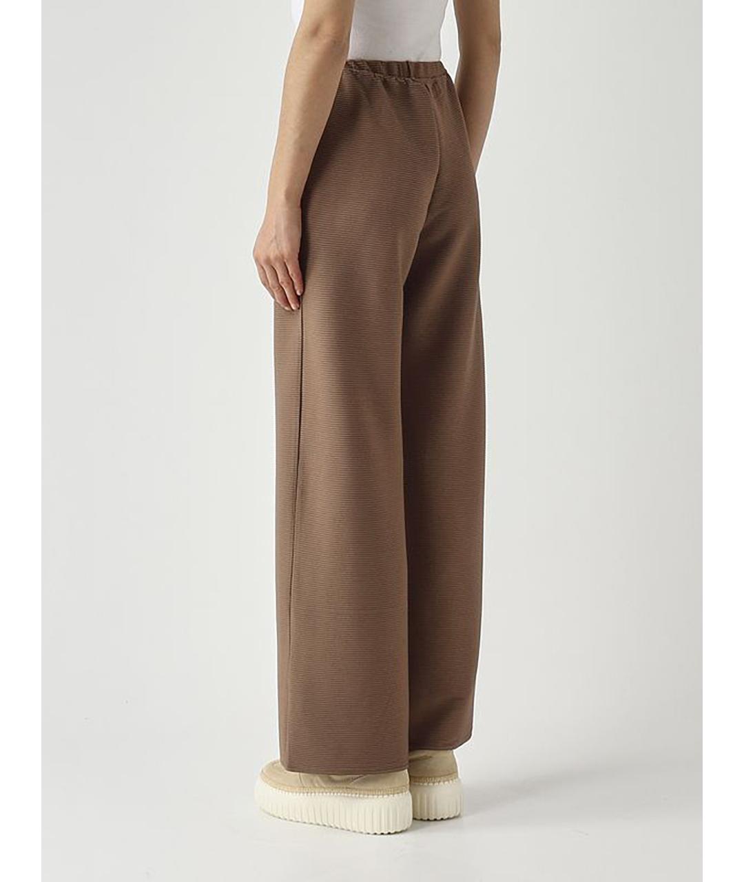 MAX MARA STUDIO Коричневые полиэстеровые прямые брюки, фото 4