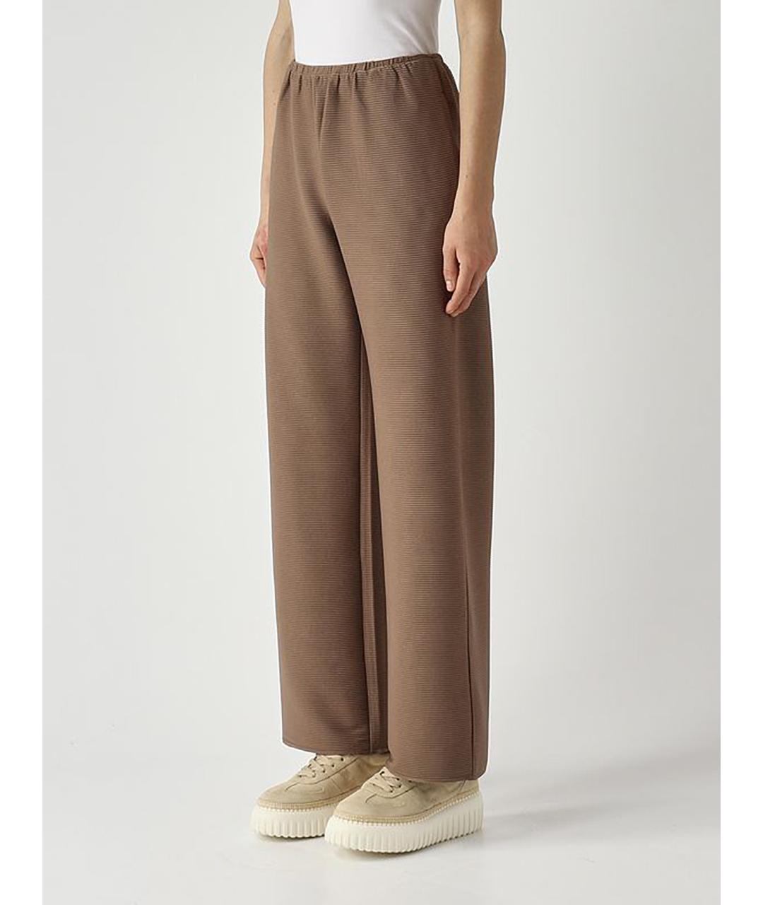 MAX MARA STUDIO Коричневые полиэстеровые прямые брюки, фото 3