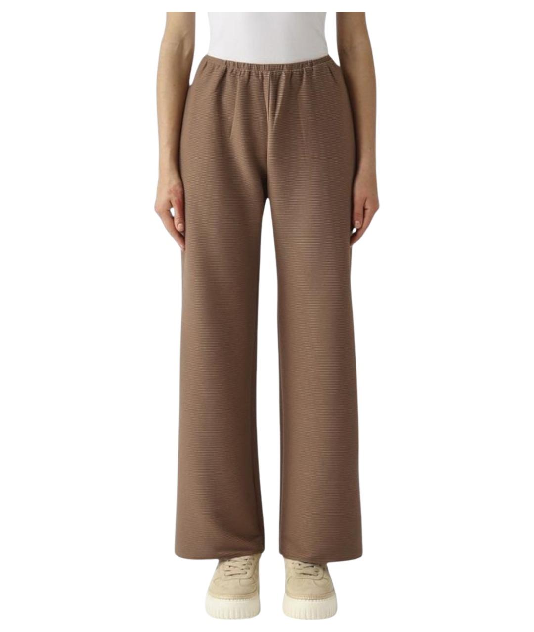 MAX MARA STUDIO Коричневые полиэстеровые прямые брюки, фото 1