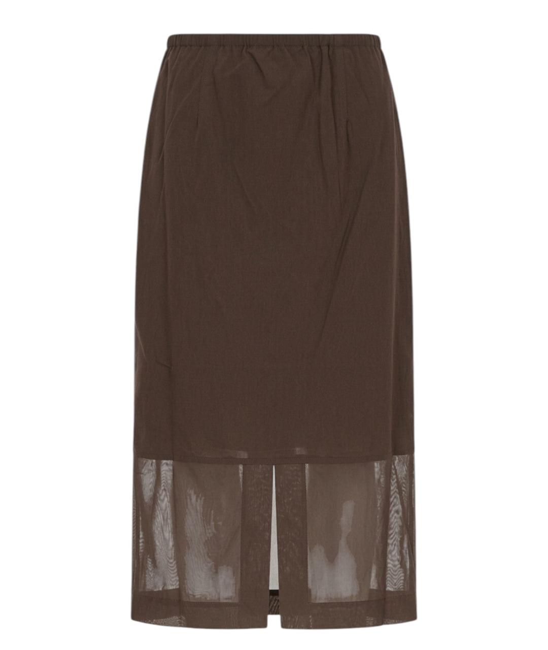 MAX MARA STUDIO Коричневая полиэстеровая юбка миди, фото 2