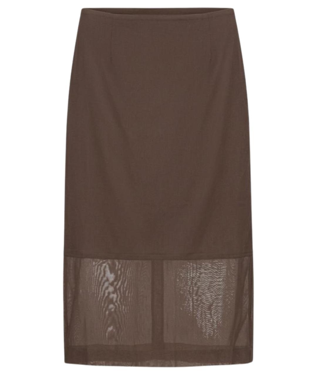 MAX MARA STUDIO Коричневая полиэстеровая юбка миди, фото 1