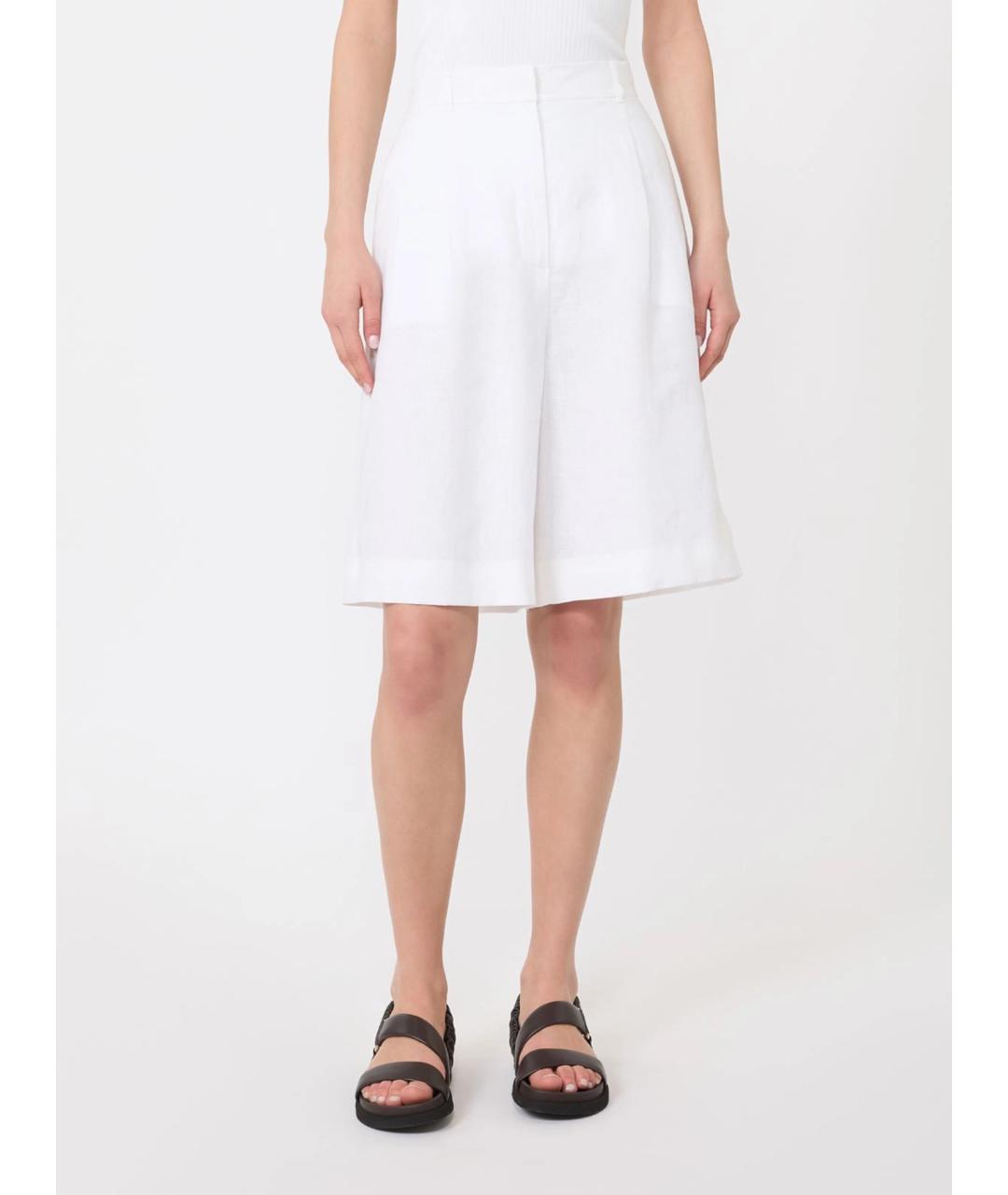 MAX MARA STUDIO Белые льняные шорты, фото 3