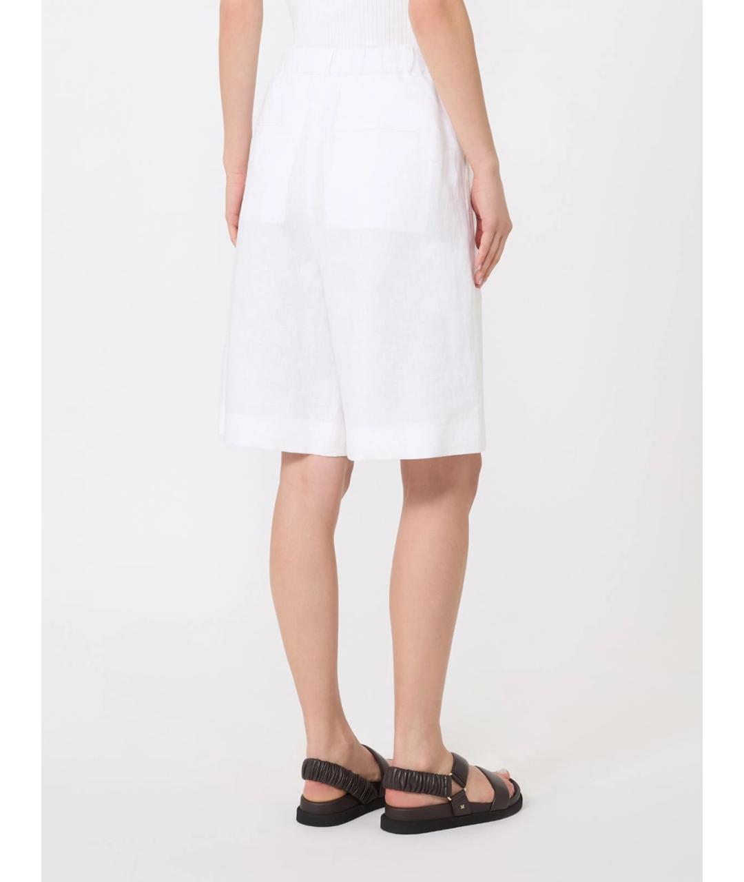 MAX MARA STUDIO Белые льняные шорты, фото 4