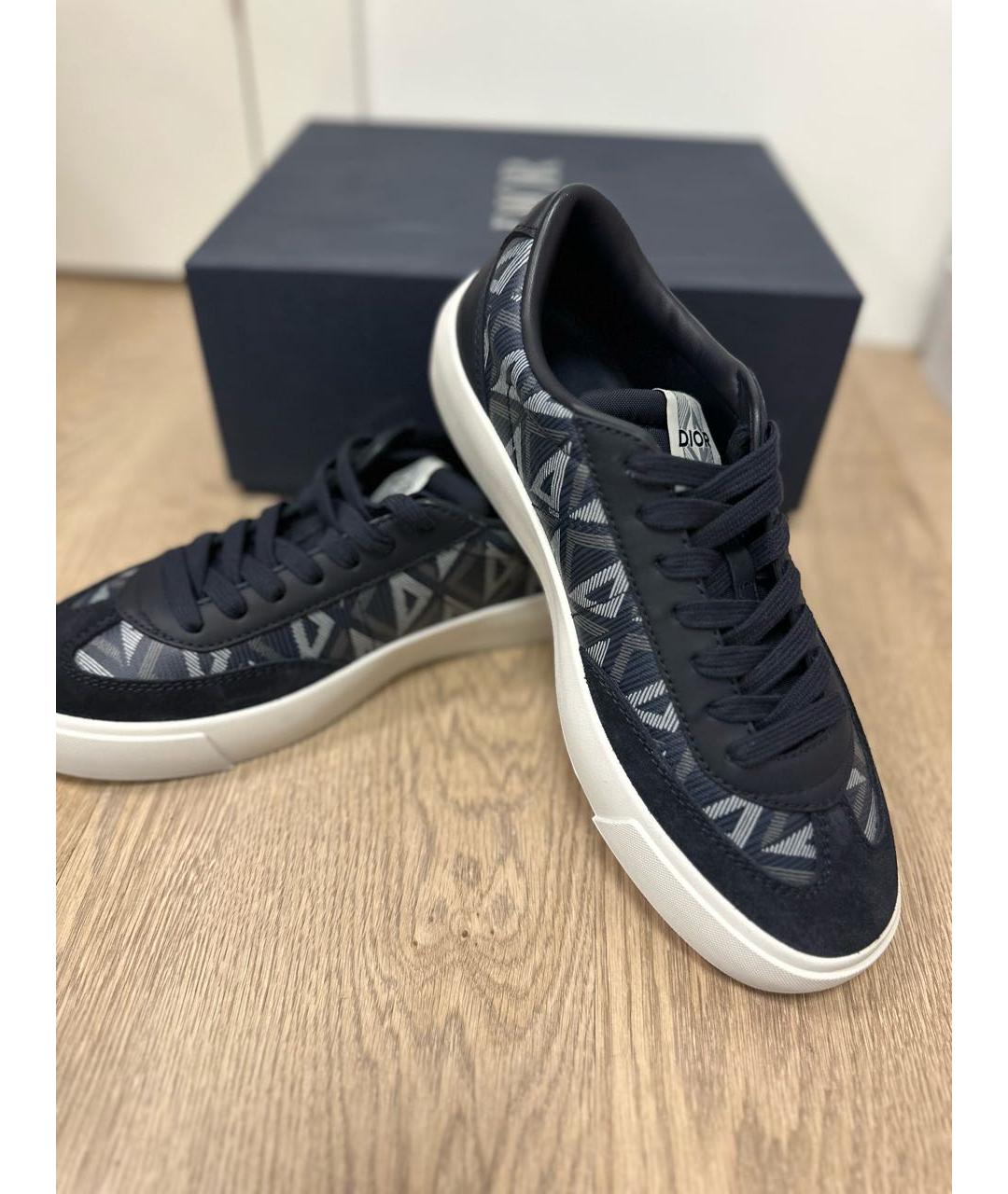 CHRISTIAN DIOR Темно-синие кожаные низкие кроссовки / кеды, фото 5