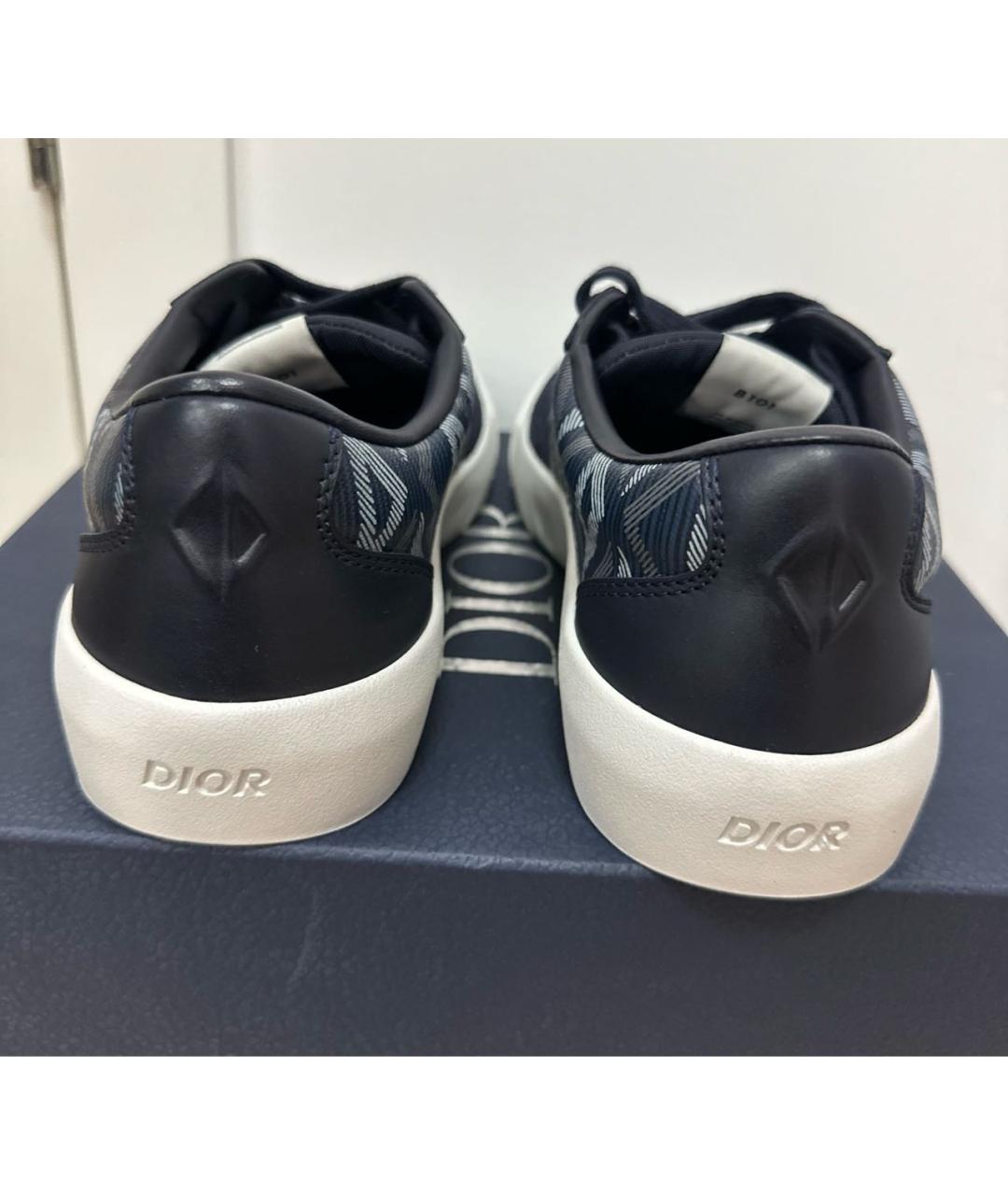 CHRISTIAN DIOR Темно-синие кожаные низкие кроссовки / кеды, фото 4