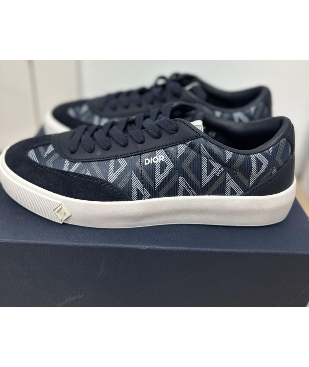 CHRISTIAN DIOR Темно-синие кожаные низкие кроссовки / кеды, фото 7