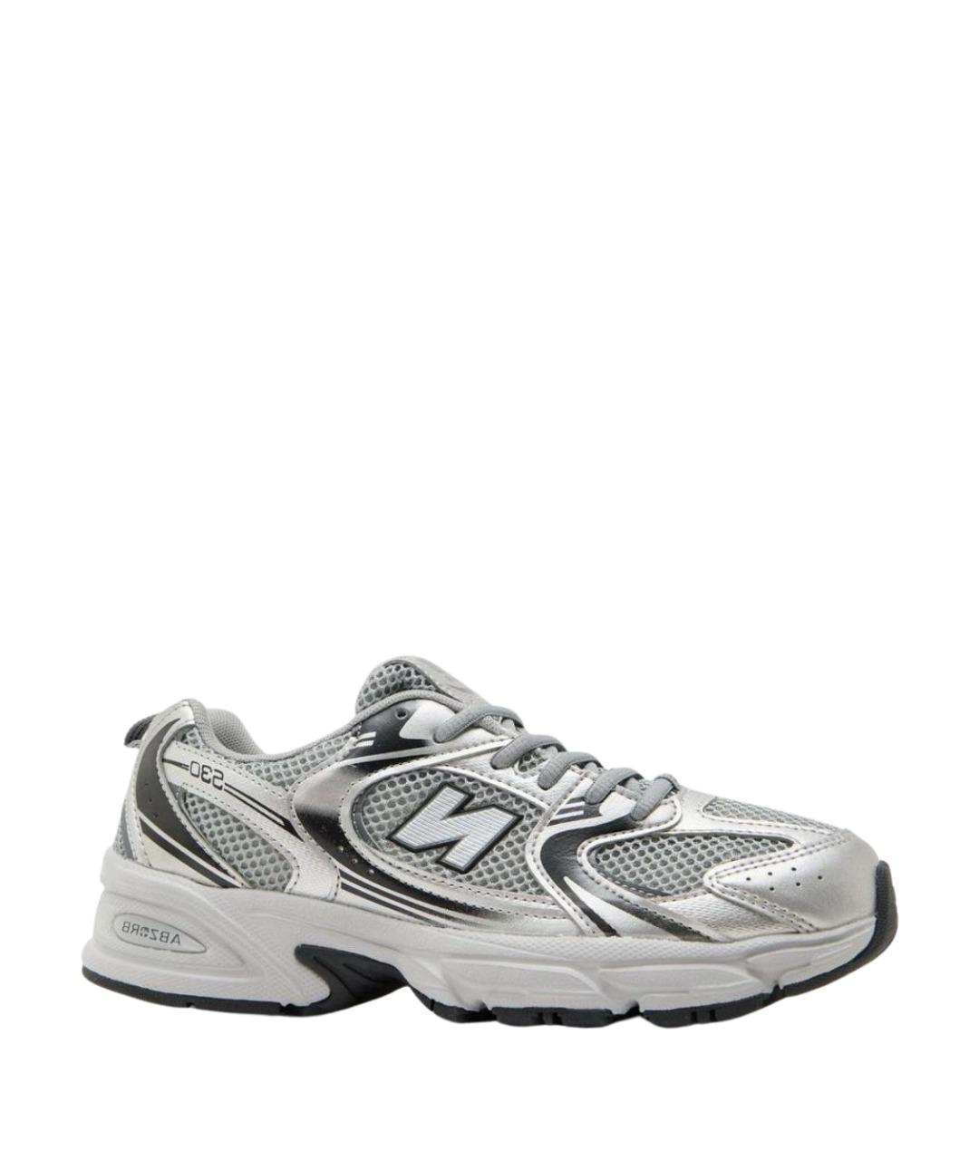NEW BALANCE Серебряные текстильные кроссовки, фото 1