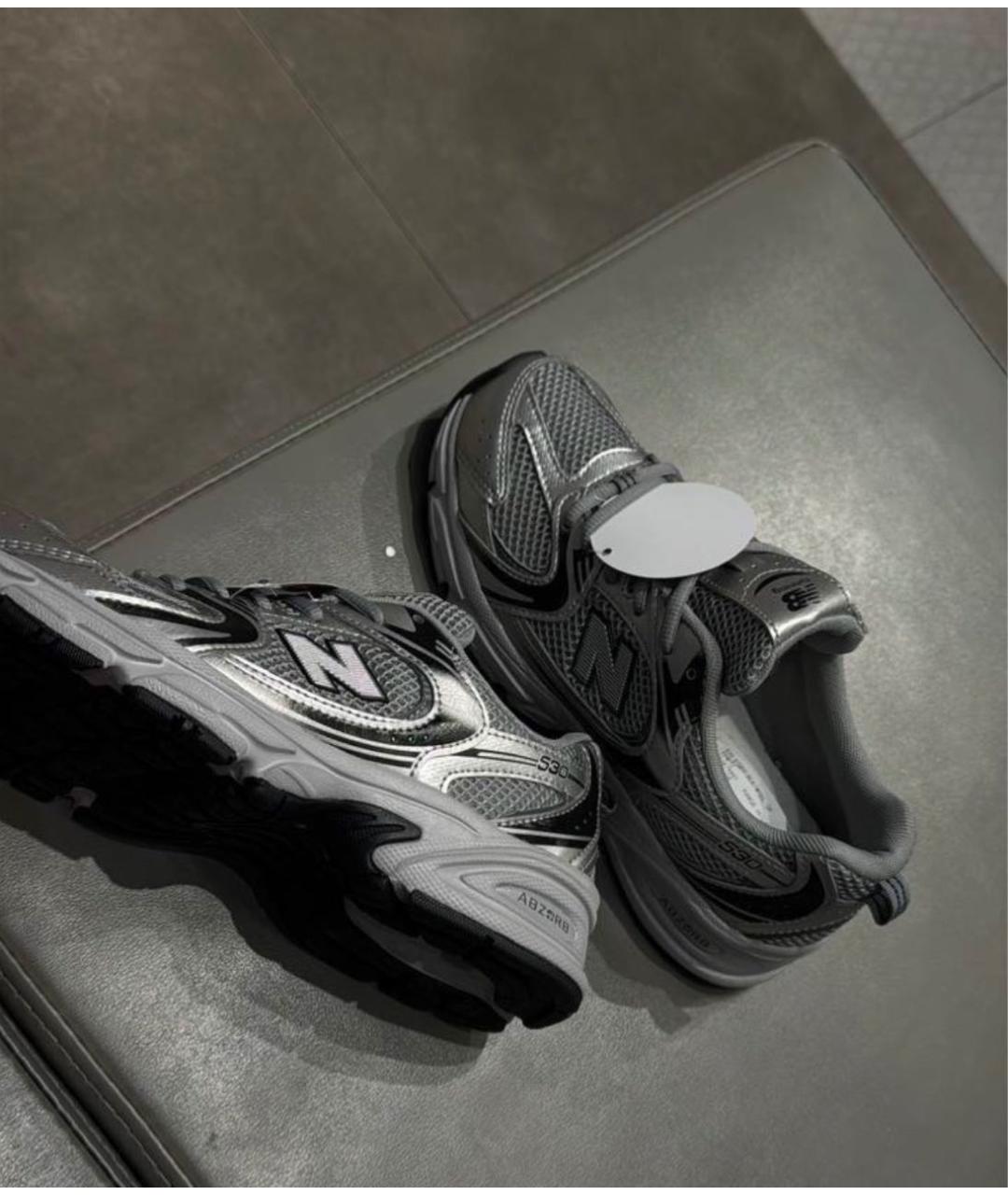 NEW BALANCE Серебряные текстильные кроссовки, фото 4