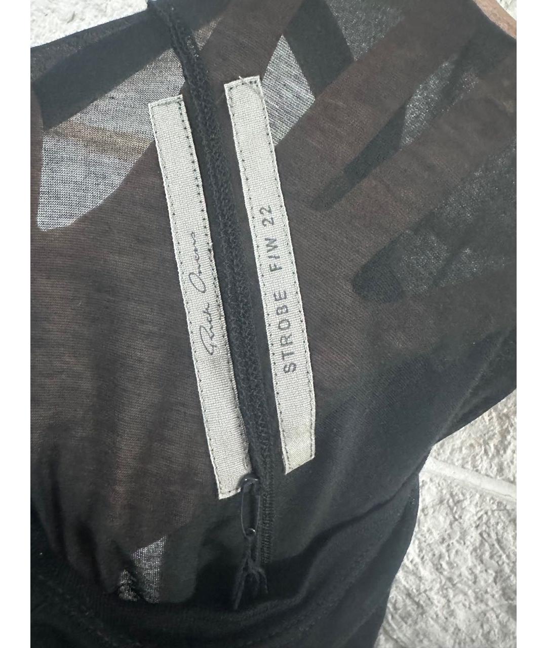 RICK OWENS Черная хлопковая футболка, фото 3