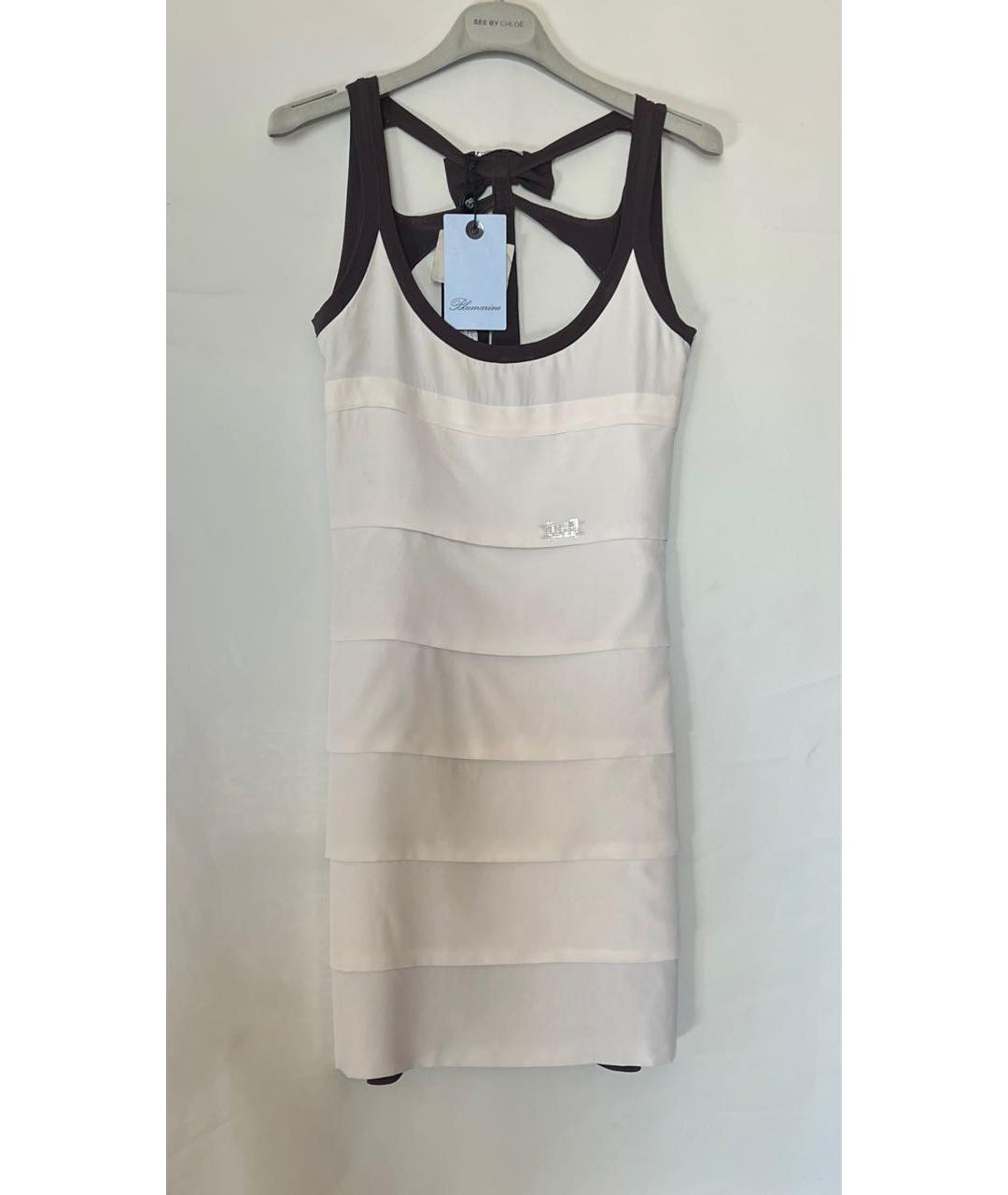 BLUMARINE Белое шелковое коктейльное платье, фото 2