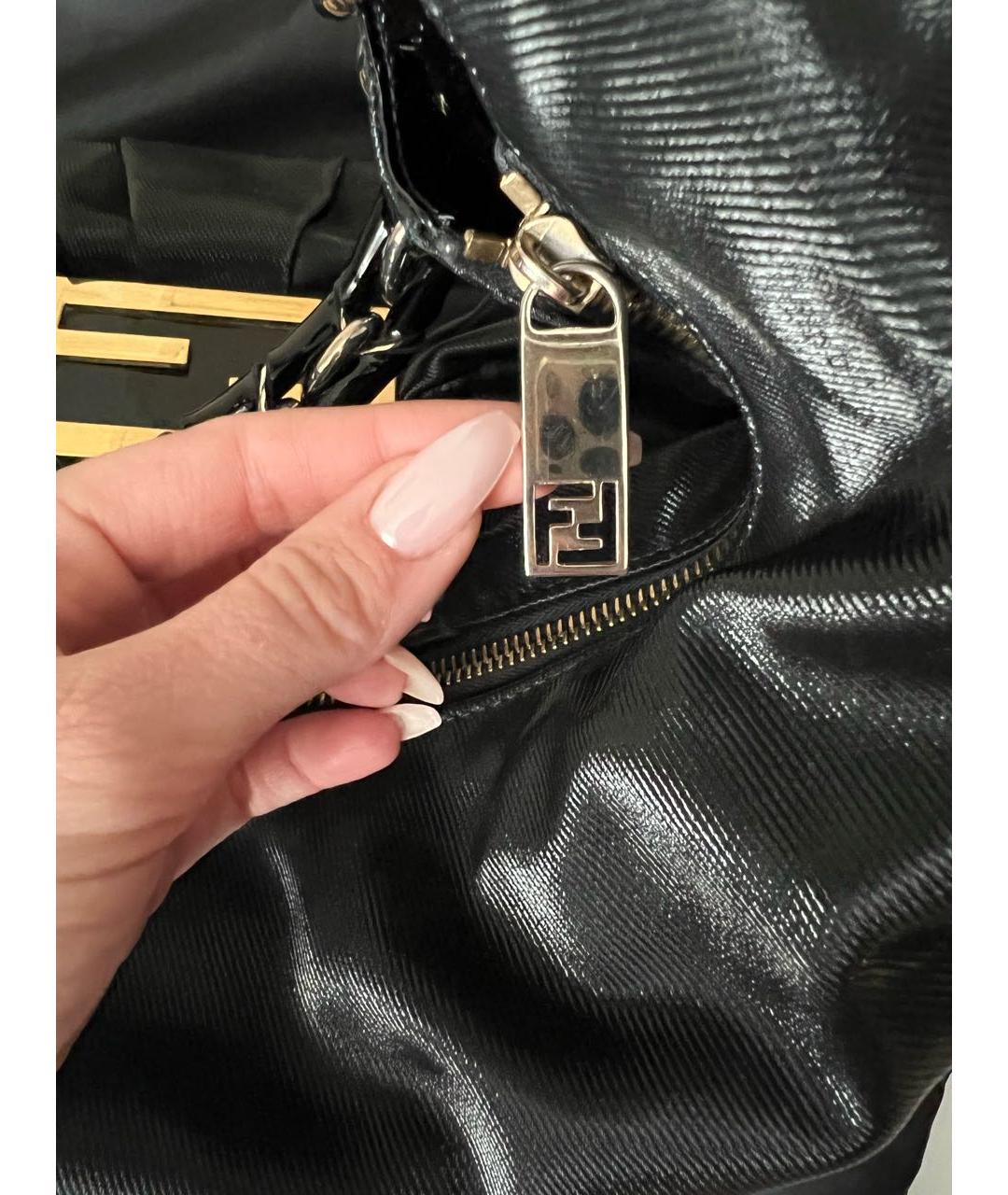 FENDI Черная тканевая сумка с короткими ручками, фото 3