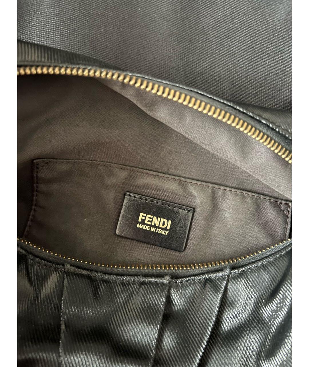 FENDI Черная тканевая сумка с короткими ручками, фото 4