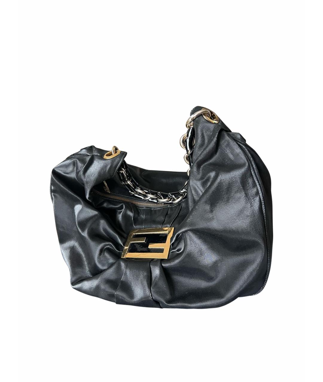 FENDI Черная тканевая сумка с короткими ручками, фото 1