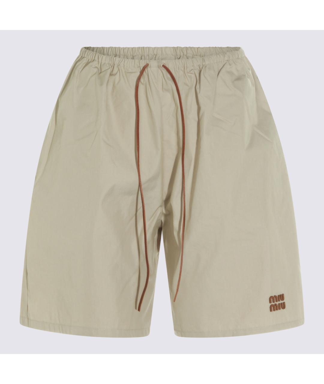 MIU MIU Бежевые хлопковые шорты, фото 4