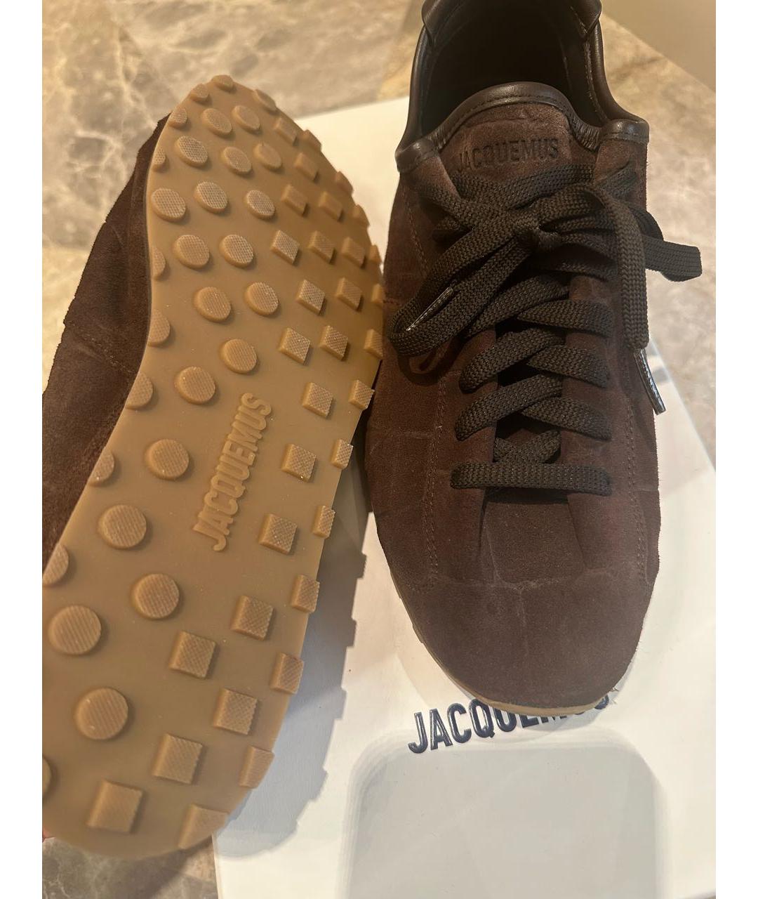 JACQUEMUS Коричневые замшевые кеды, фото 3