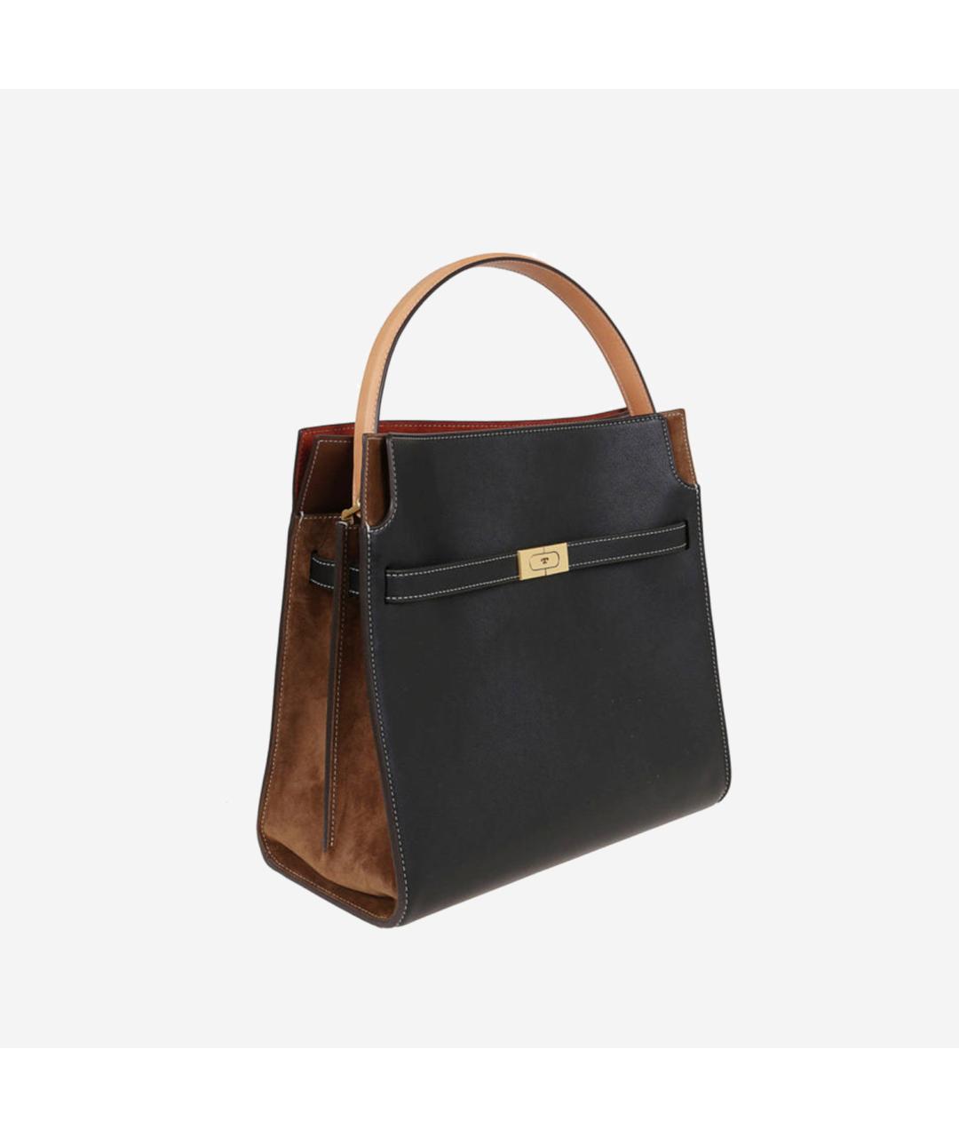 TORY BURCH Черная кожаная сумка тоут, фото 2