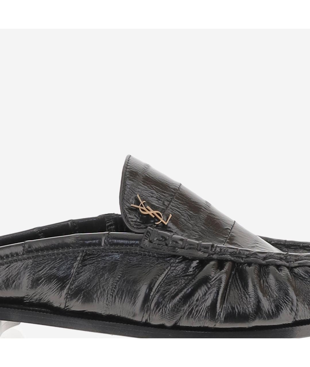 SAINT LAURENT Черные кожаные мюли, фото 5