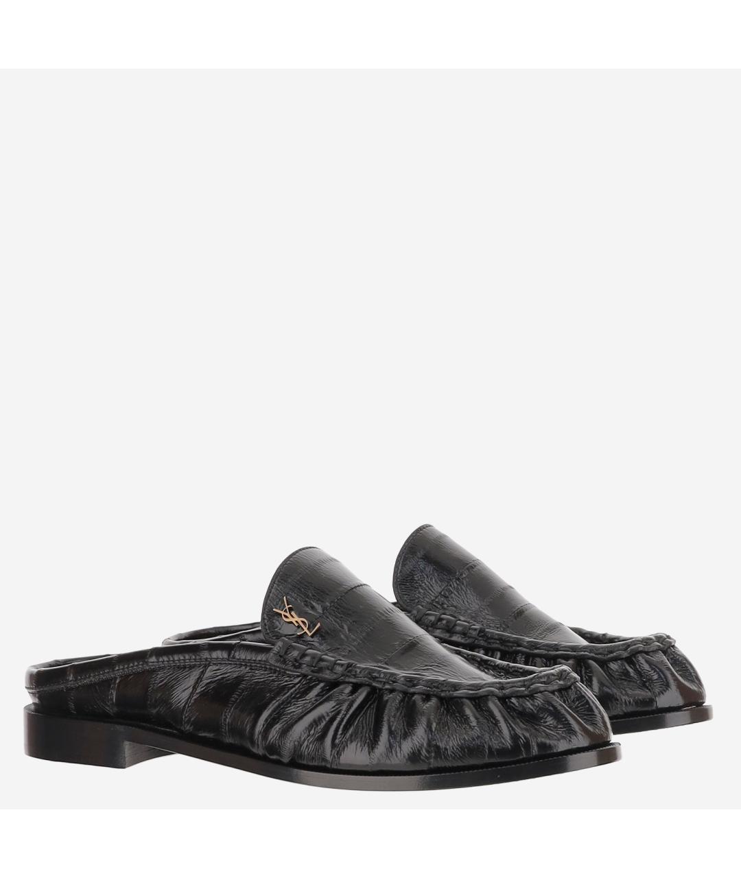 SAINT LAURENT Черные кожаные мюли, фото 3
