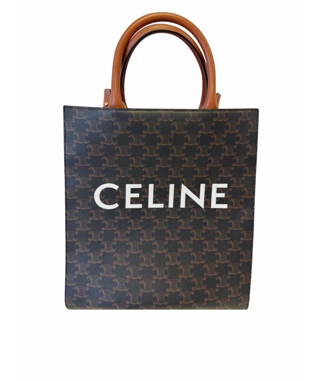 CELINE Коричневая кожаная сумка тоут, фото 1