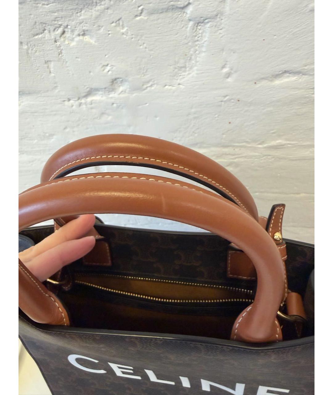 CELINE Коричневая кожаная сумка тоут, фото 2