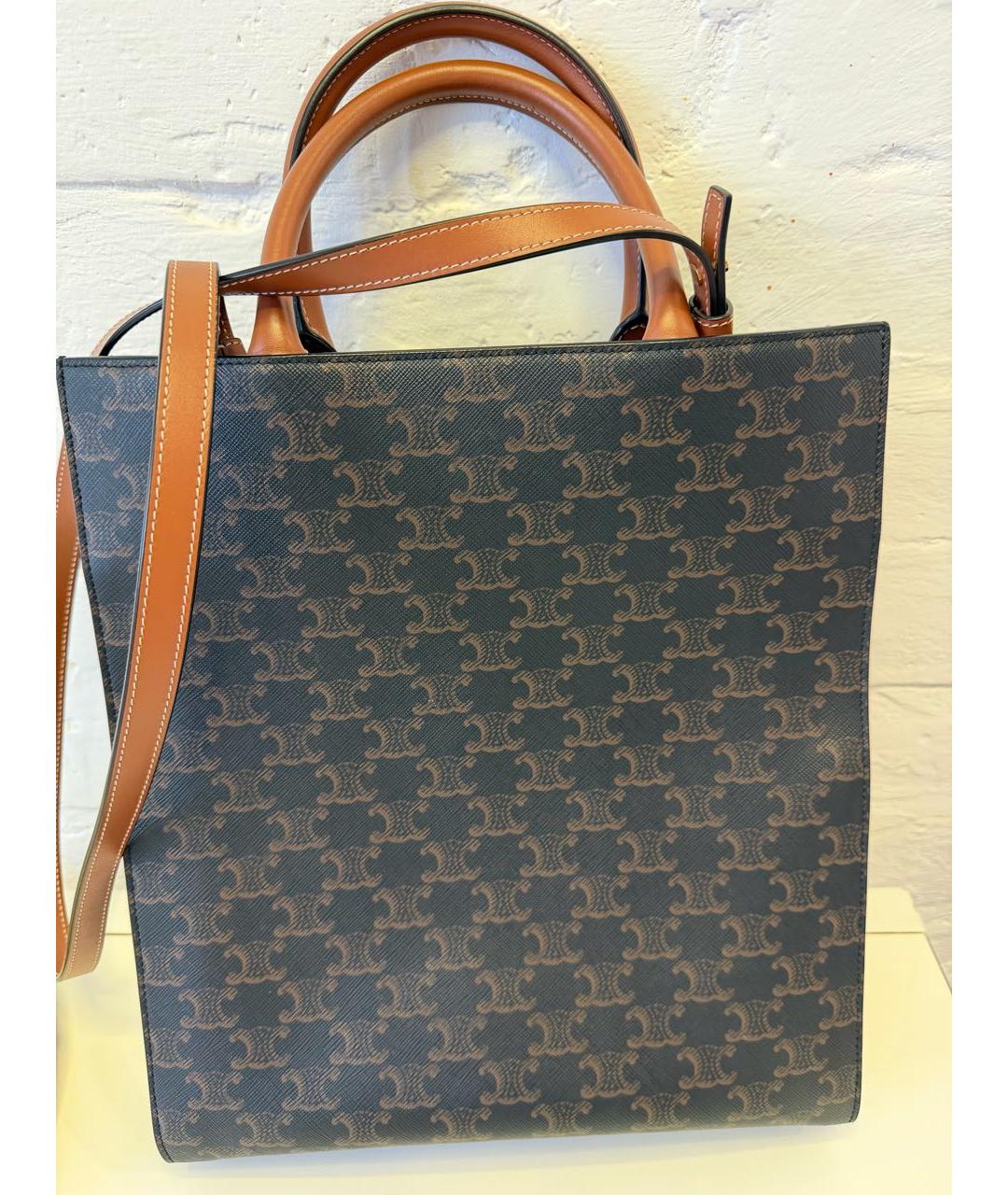 CELINE Коричневая кожаная сумка тоут, фото 3