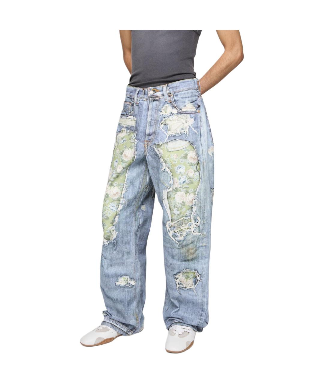 ACNE STUDIOS Голубые хлопковые прямые джинсы, фото 5