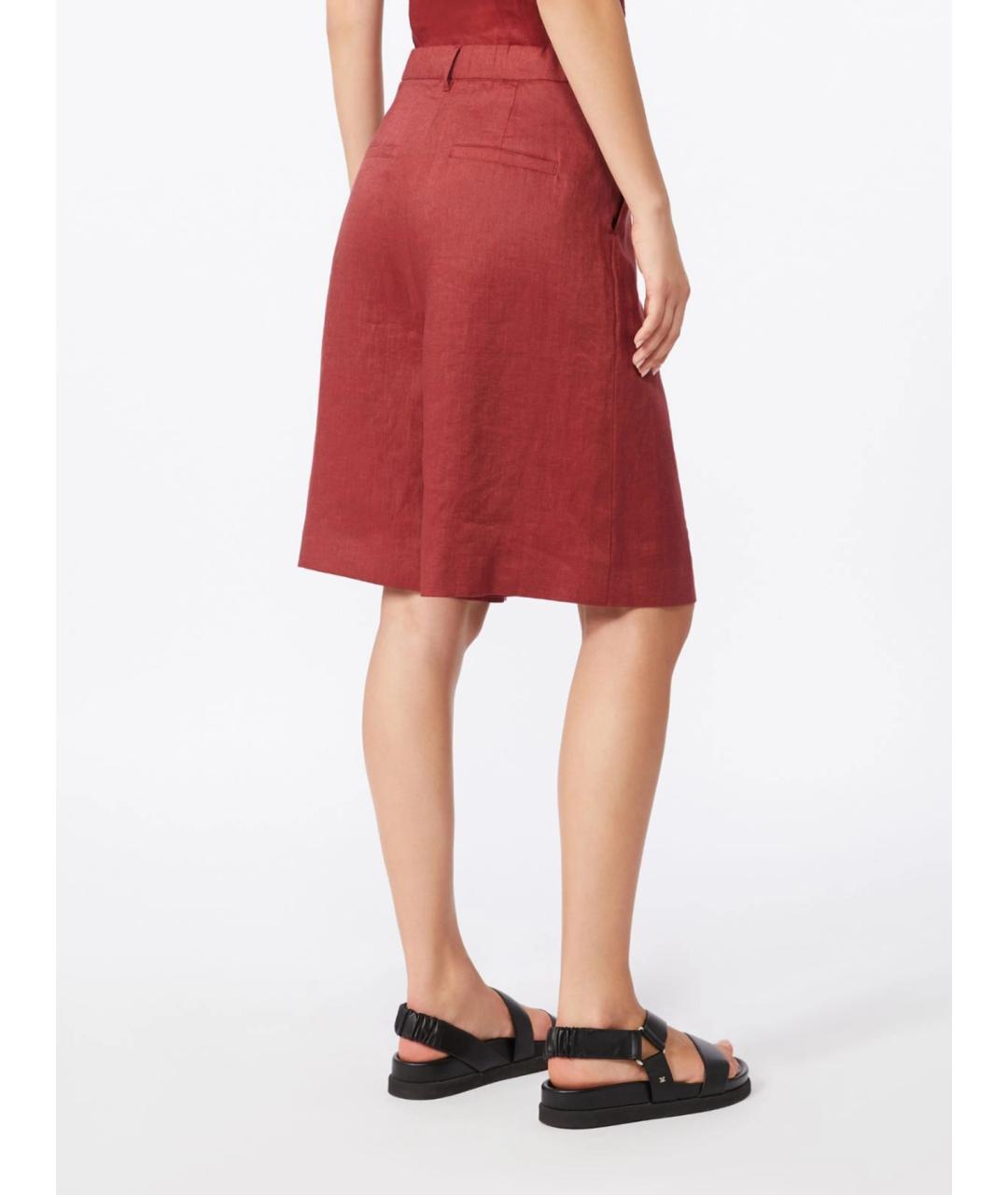 MAX MARA STUDIO Бордовые льняные шорты, фото 4