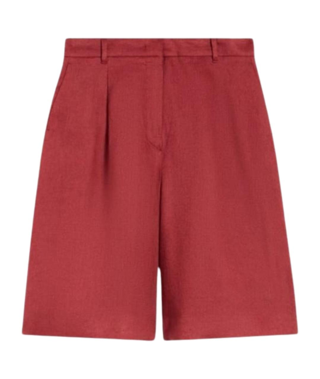 MAX MARA STUDIO Бордовые льняные шорты, фото 1