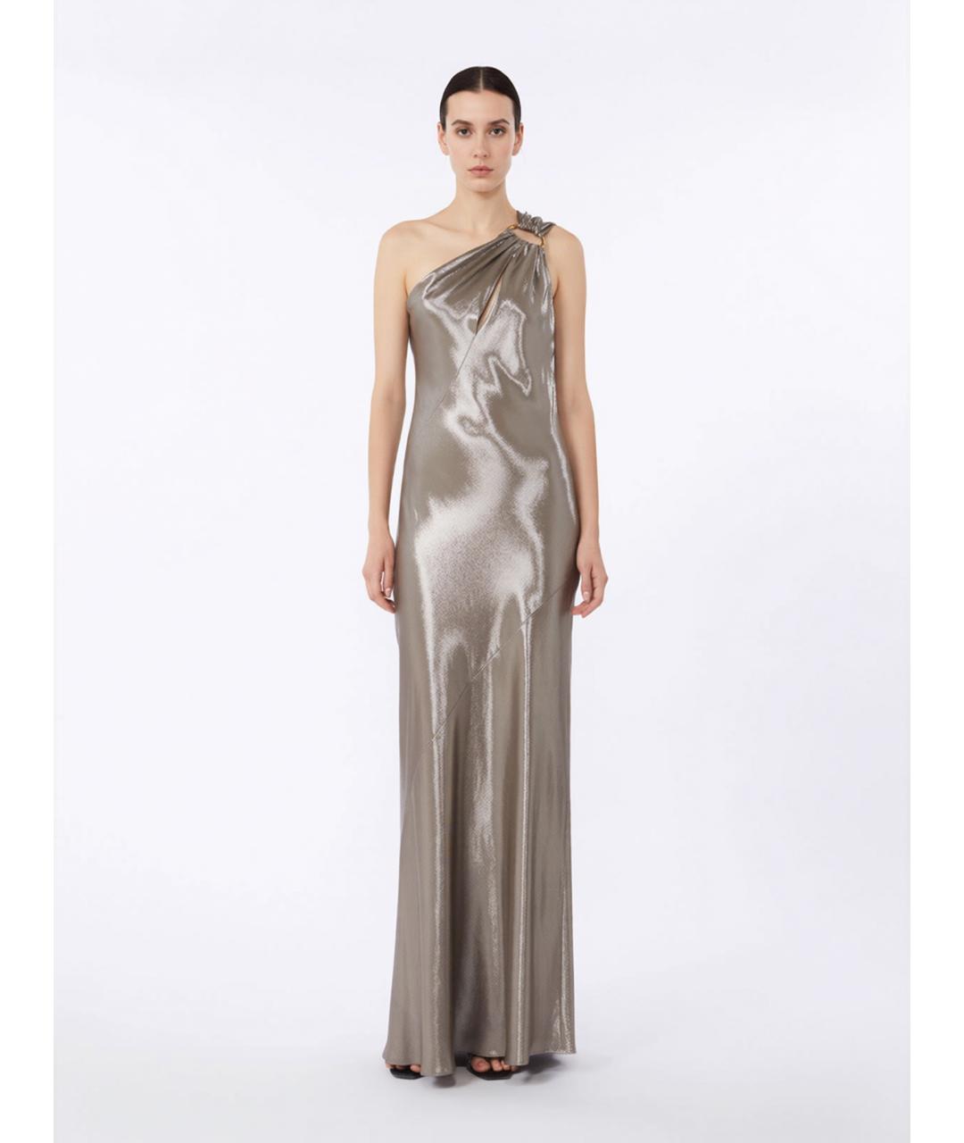 MAX MARA STUDIO Серое вискозное вечернее платье, фото 3