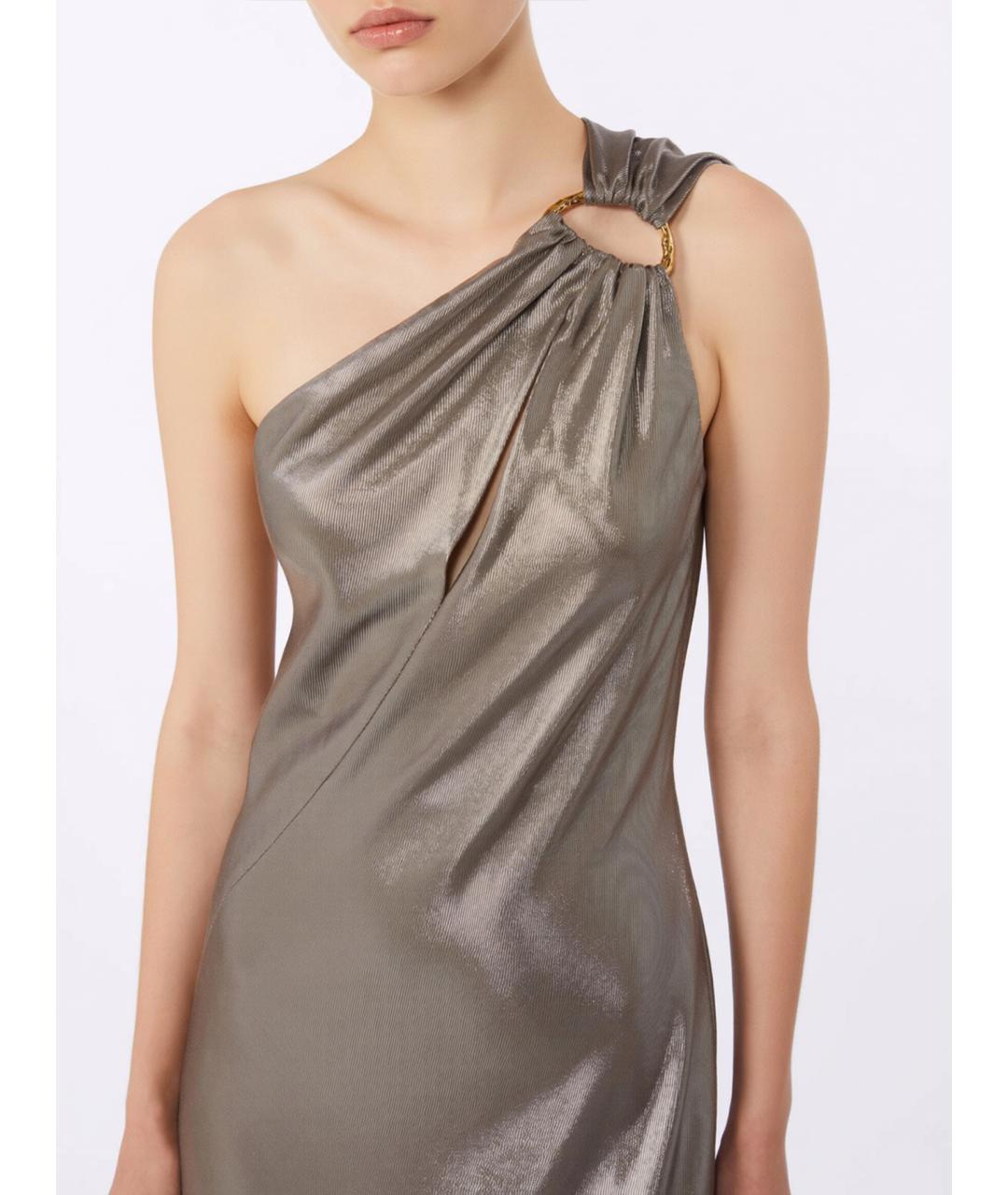 MAX MARA STUDIO Серое вискозное вечернее платье, фото 5