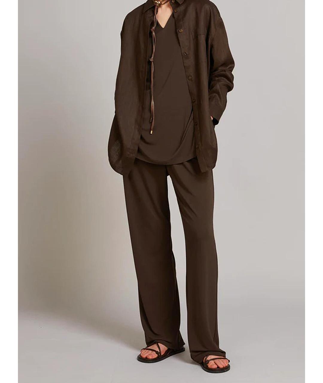 MAX MARA Коричневые вискозные прямые брюки, фото 2