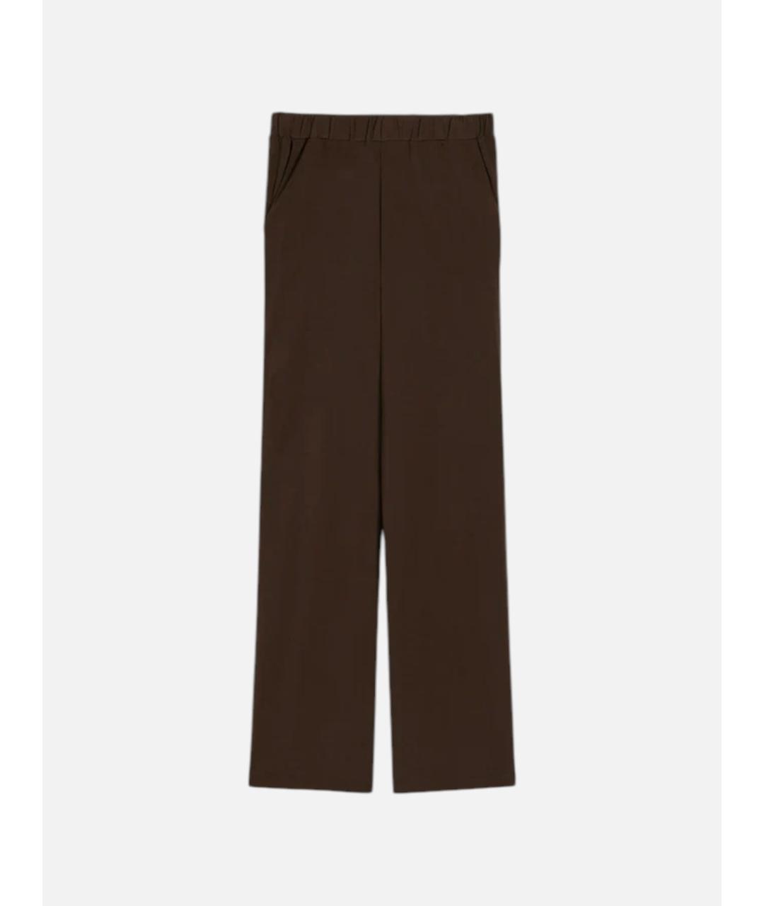 MAX MARA Коричневые вискозные прямые брюки, фото 5