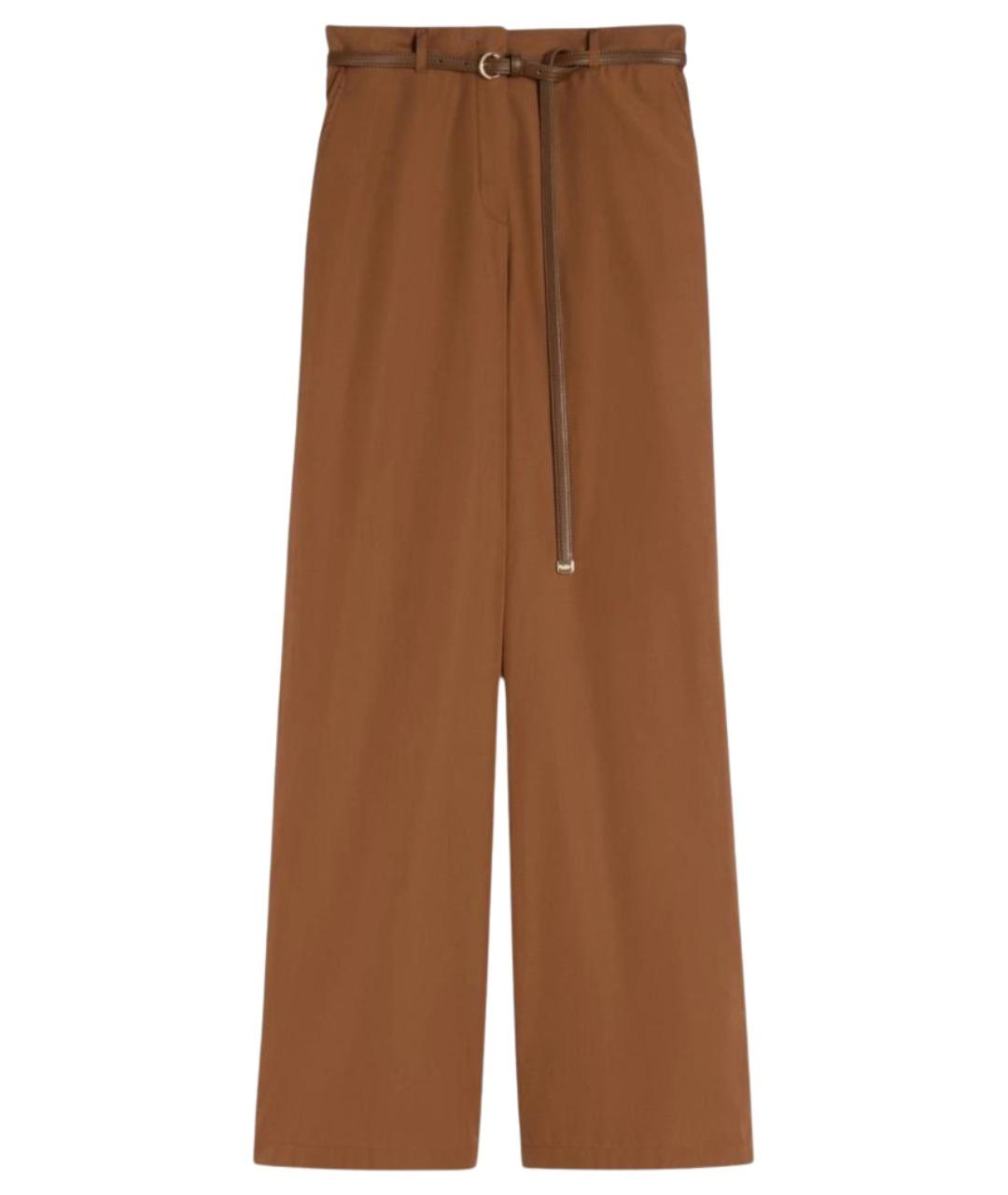 MAX MARA STUDIO Коричневые хлопковые прямые брюки, фото 1