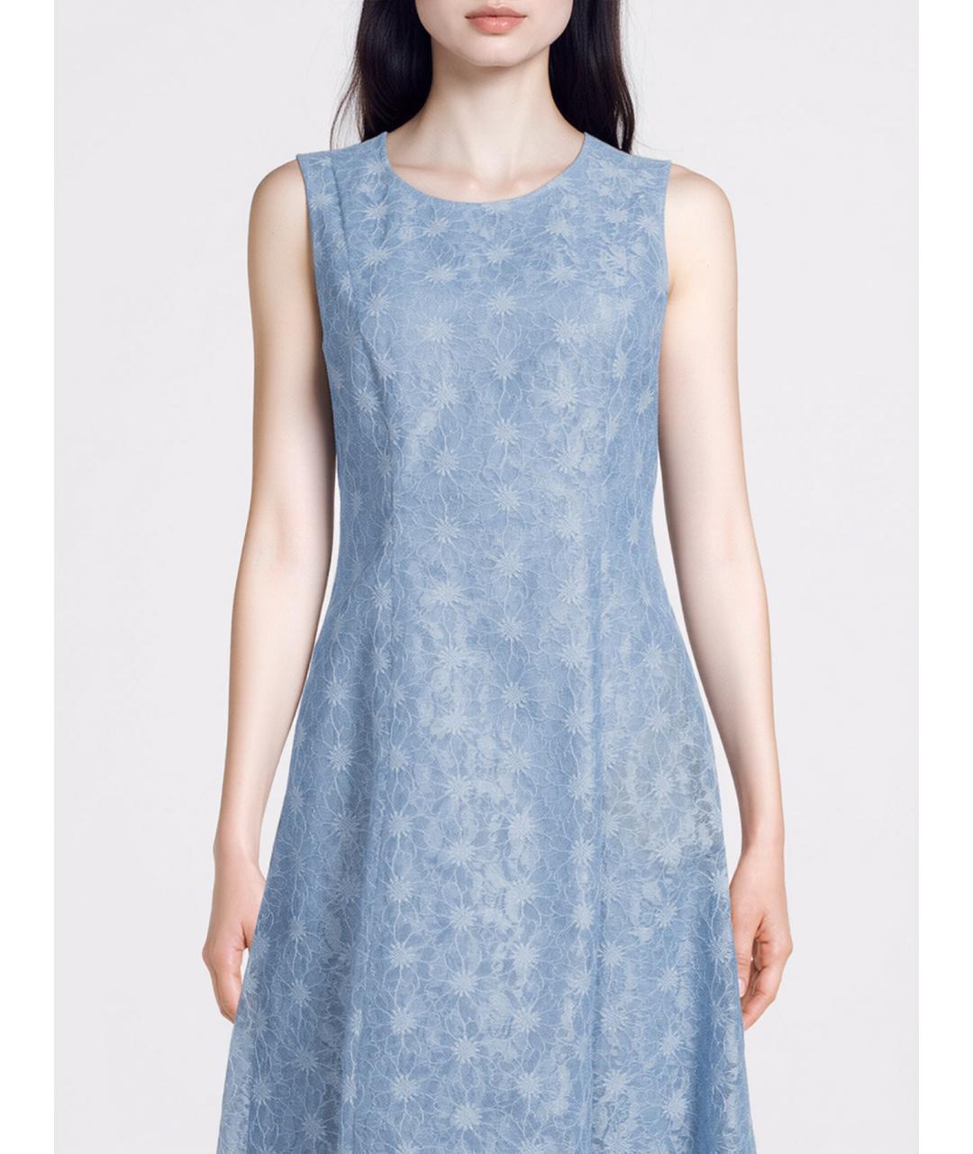 MAX MARA STUDIO Голубое полиэстеровое повседневное платье, фото 2