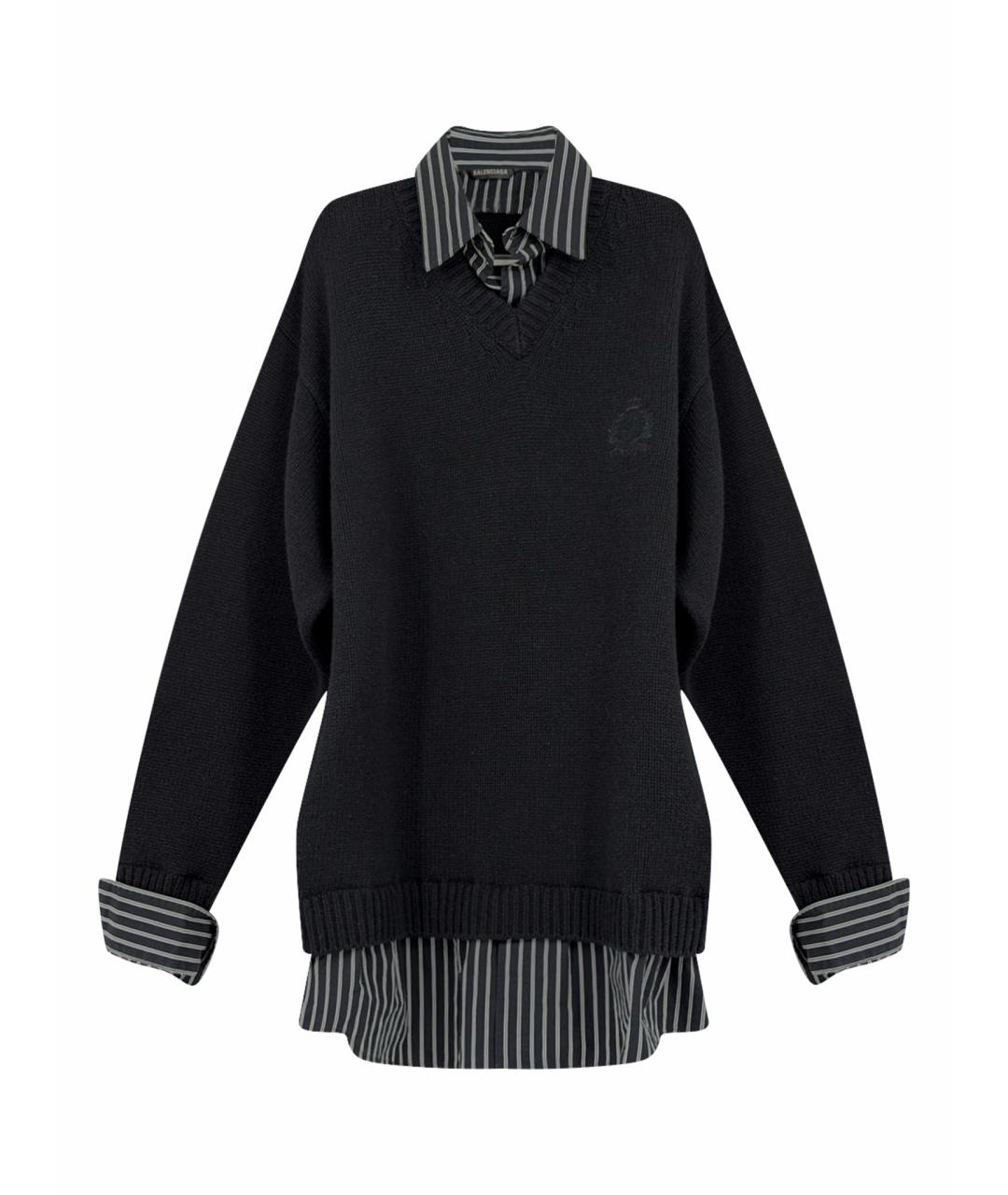 BALENCIAGA Черный шерстяной джемпер / свитер, фото 1