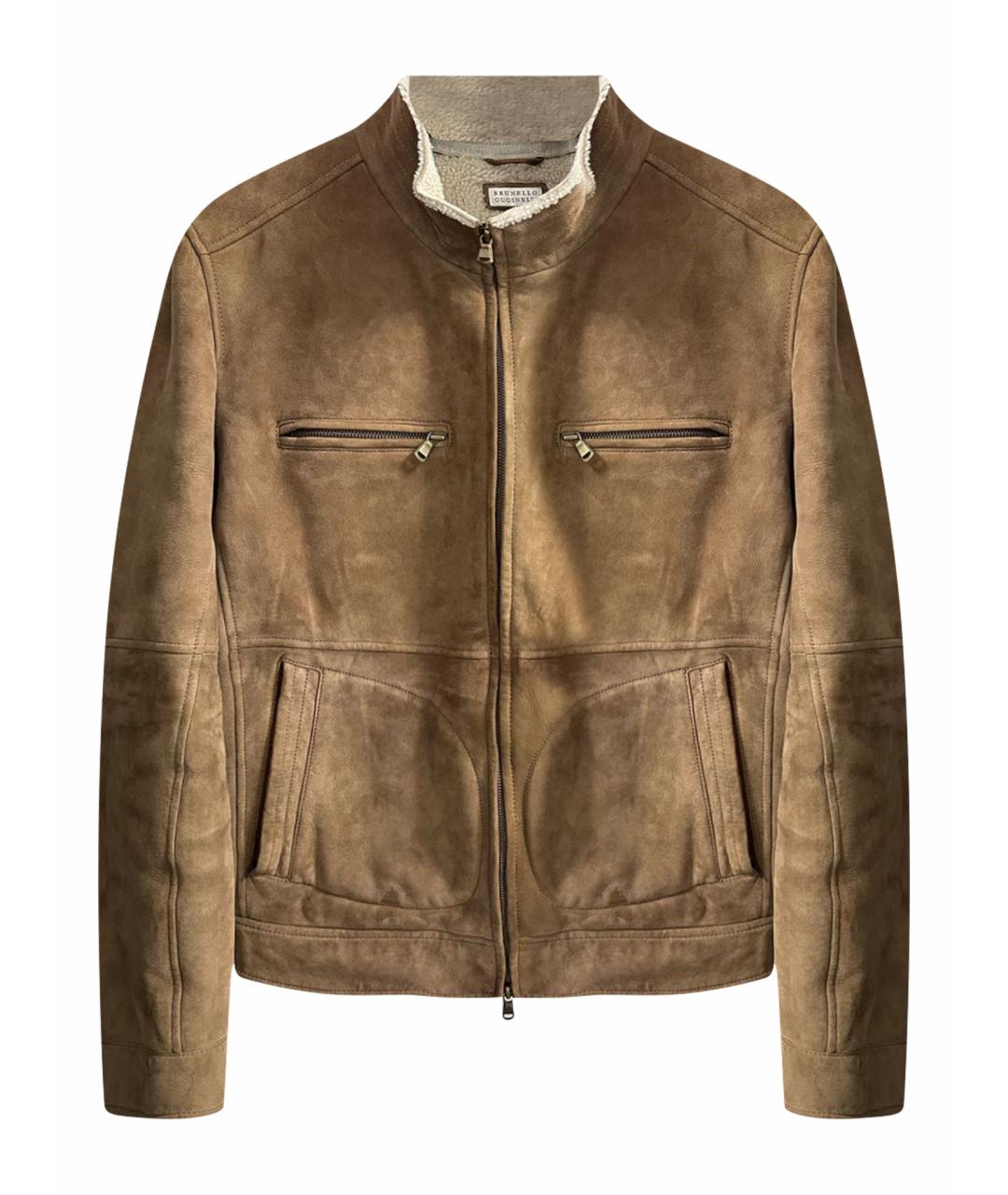 BRUNELLO CUCINELLI Коричневая замшевая дубленка/шуба, фото 1