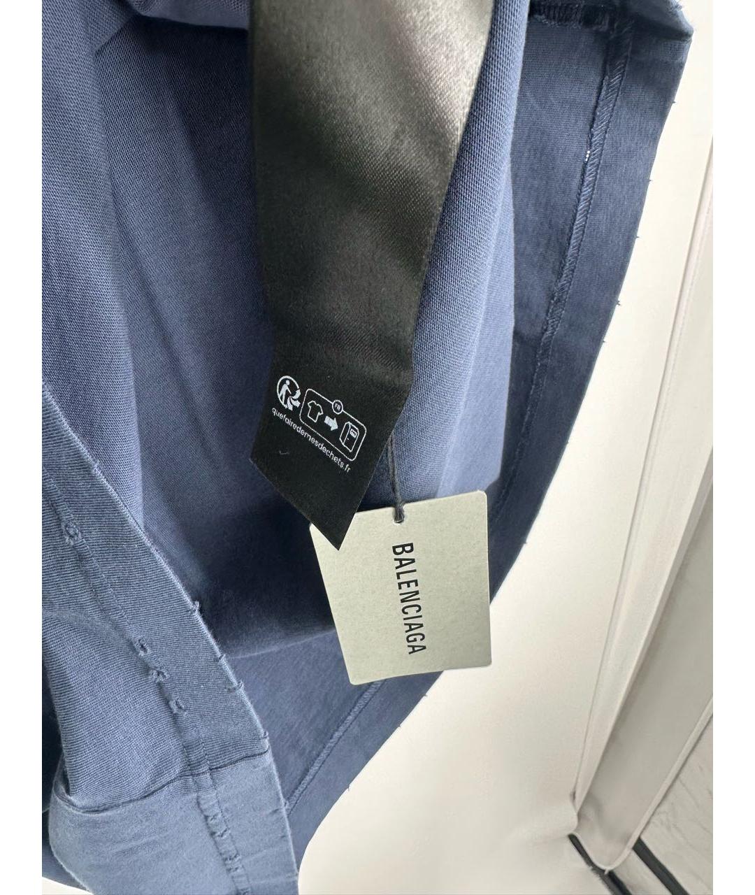 BALENCIAGA Темно-синяя хлопковая майка, фото 6